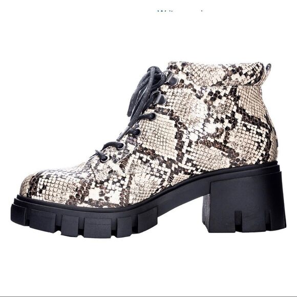 DIRTY Laundry NO DOUBT faux leather snake embossed combat boots goth - Picture 2 of 8